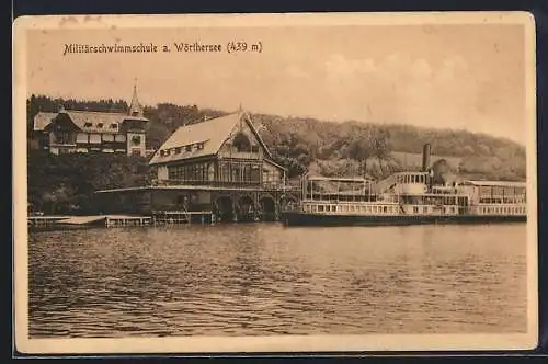 AK Krumpendorf am Wörthersee, Militärschwimmschule, Dampfer
