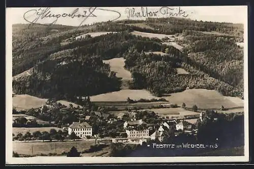 AK Feistritz am Wechsel, Gesamtansicht mit Umgebung aus der Vogelschau