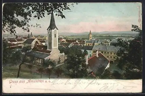 AK Amstetten, Ortspartie vom Kreuzberg aus gesehen