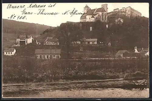 AK Gars-Thunau, Ortspanorama mit Burg