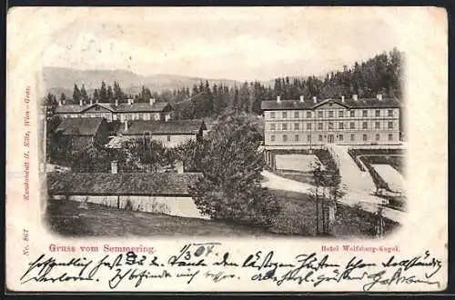 AK Semmering, Hotel Wolfsberg-Kogel aus der Vogelschau