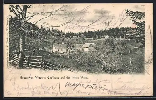 AK Hohe Wand, Wiesers Gasthaus auf der Hohen Wand, Ansicht mit Umgebung