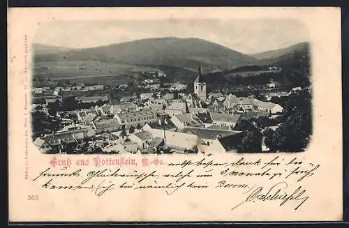 AK Pottenstein /N.-Ö., Teilansicht mit Bergpanorama aus der Vogelschau