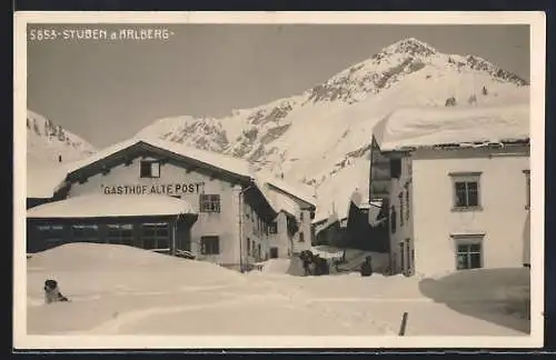 AK Stuben a. Arlberg, Gasthof alte Post im Winter