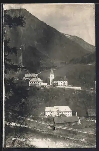 AK St. Georgen am Reith, Ortspartie mit Kirche
