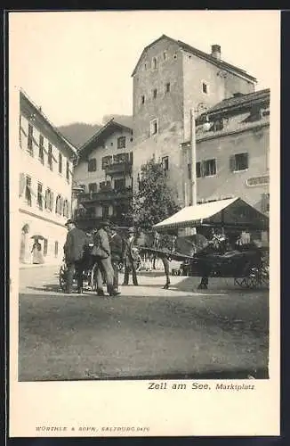 AK Zell am See, Marktplatz mit Kutsche
