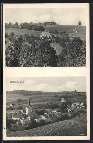AK Gallspach /O.-Ö., Ortspartie, Teilansicht mit Kirche