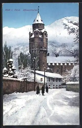 AK Hall i. Tirol, Münzerturm im Schnee