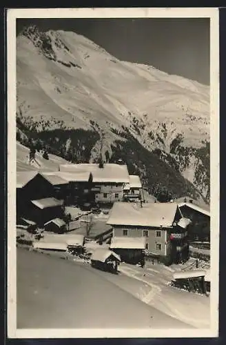 AK Praxmar, Ortspartie im Schnee