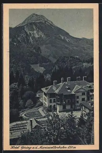 AK Gösing a.d. Mariazellerbahn, Gasthaus aus der Vogelschau