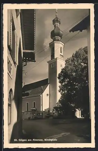 AK St. Gilgen am Abersee, Kirchplatz