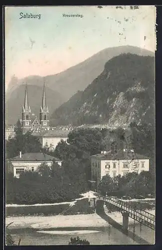 AK Salzburg, Kreuzersteg mit Kirche