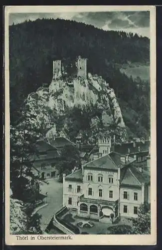 AK Thörl, Ortsansicht mit Ruine
