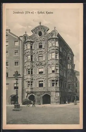 AK Innsbruck, Katholisches Kasino mit Strassenpartie