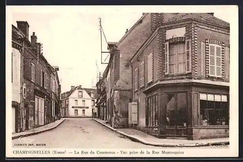 AK Champignelles /Yonne, La Rue du Commerce, Vue prise de la Rue Montesquieu