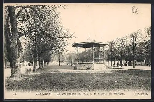 AK Tonnerre, La Promenade du Pâtis et le Kiosque de Musique