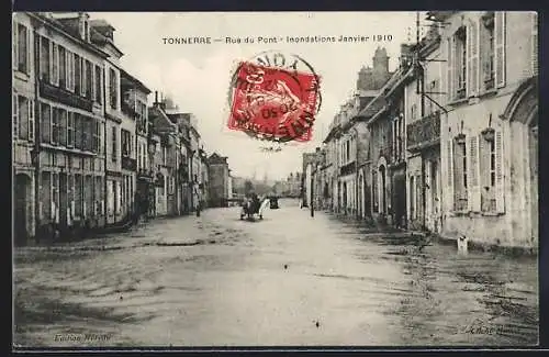 AK Tonnerre, Rue du Pont, Inondations Janvier 1910