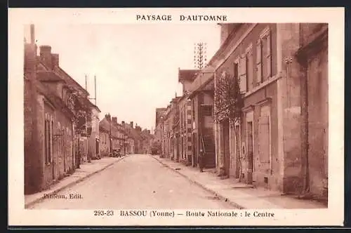 AK Bassou /Yonne, Route Nationale, le Centre