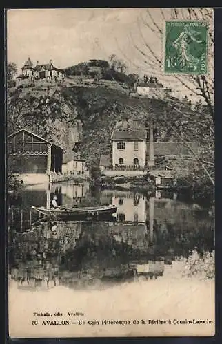 AK Avallon, Un Coin Pittoresque de la Rivière à Cousin-Laroche