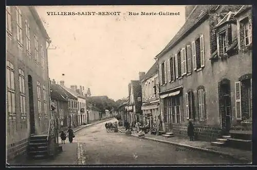 AK Villiers-Saint-Benoît, Rue Marie-Guilmot avec passants et boutiques