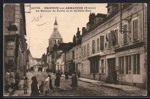 AK Brienon-sur-Armancon, Le Bureau de Poste et la Grande-Rue