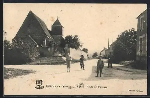 AK Rouvray, Yonne, L`Église, Route de Venouse