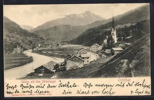AK Sölden i. Oetztal, Ortsansicht mit Nöderkogel