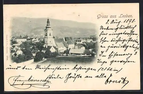 AK Leoben, Teilansicht mit Kirche