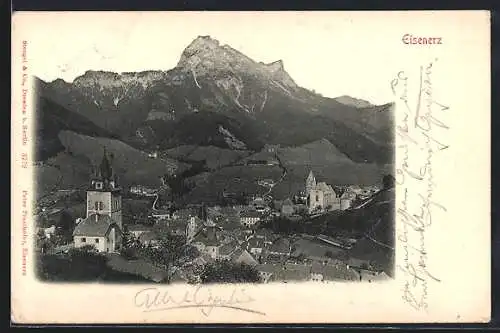 AK Eisenerz, Panoramablick auf Ort und Berge