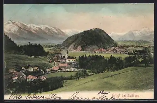 AK Gnigl bei Salzburg, Teilansicht mit Kirche