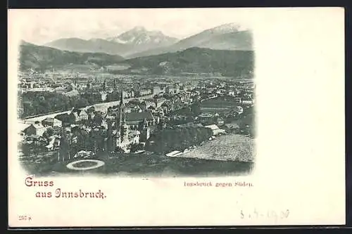 AK Innsbruck, Teilansicht mit Kirche gegen Süden