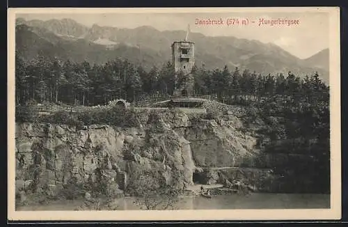 AK Innsbruck, Hungerburgsee mit Turm
