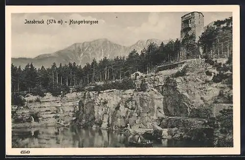 AK Innsbruck, Hungerburgsee mit Turm