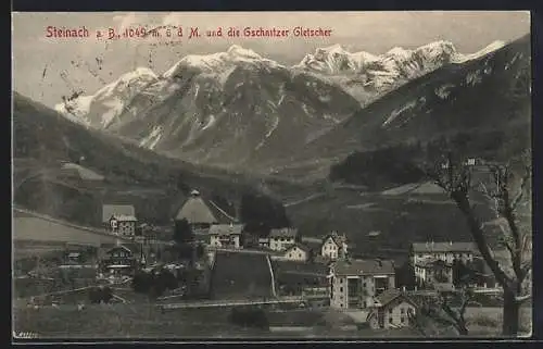 AK Steinach a. B., Ortsansicht mit Gschnitzer Gletscher