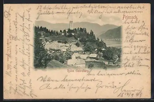 AK Friesach, Ortsansicht mit Ruine Geiersberg