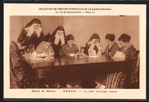AK Osaka, Soeurs de Nevers, La lecon d`ouvrage manuel