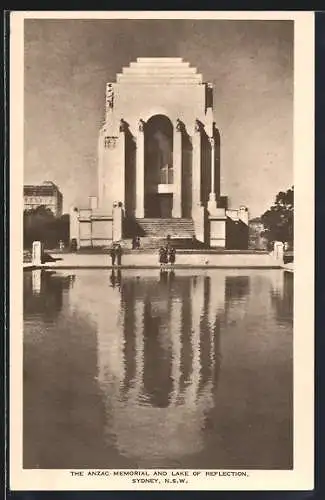 AK Sydney /N. S. W., The Anzac Memorial and Lake of Reflection