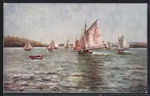 Künstler-AK Tamar /Tas., Yachting on the Tamar