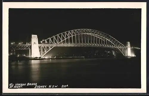 AK Sydney /N. S. W., The Harbour Bridge at Night