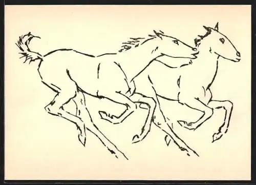 Künstler-AK sign. Renée Sintenis: Galoppierende Fohlen, 1929
