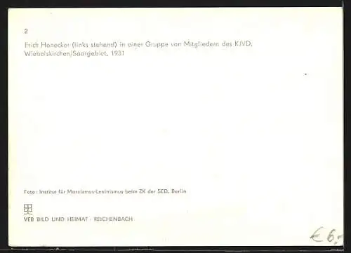 AK Wiebelskirchen, Erich Honecker mit Mitgliedern des KJVD 1931