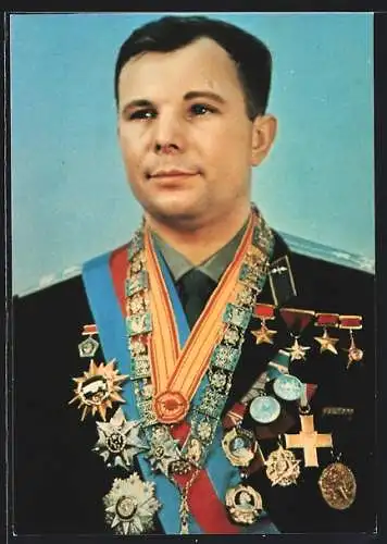 AK Moskau, Allrussisches Ausstellungszentrum WDNCh, der erste Kosmonaut des Planeten Erde Juri Gagarin