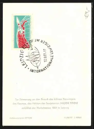 AK Leipzig, Herbstmesse 1961, Helden der Sowjetunion, Major Titow, Kosmonaut