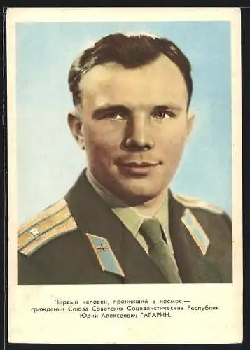 AK Portrait des Kosmonauten Gagarin