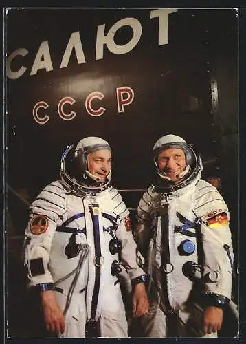 AK Kosmonauten Waleri Bykowski und Sigmund Jähn während des Trainings, gemeinsamer Kosmosflug UdSSR / DDR