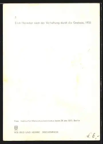 AK Erich Honecker nach der Verhaftung durch die Gestapo, 1935