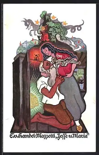 Künstler-AK sign. Max Klinger: Enrica von Handel-Manzetti, Jesse und Maria