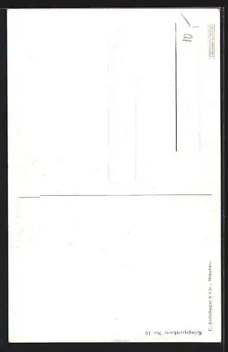 Künstler-AK P. O. Engelhard (P.O.E.): Kleiner Soldat hilft der Mutter beim Stricken