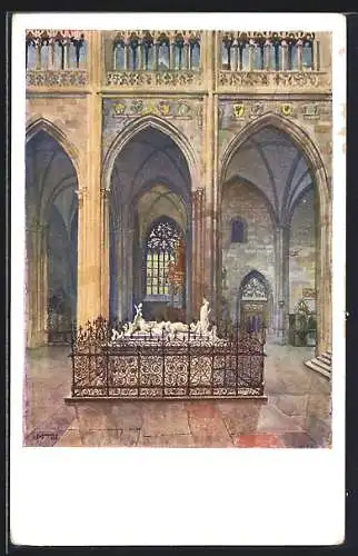 Künstler-AK Fr. X. Margold: Praha, Velechram Sv. Vita, Vpredu kralovska hrobka