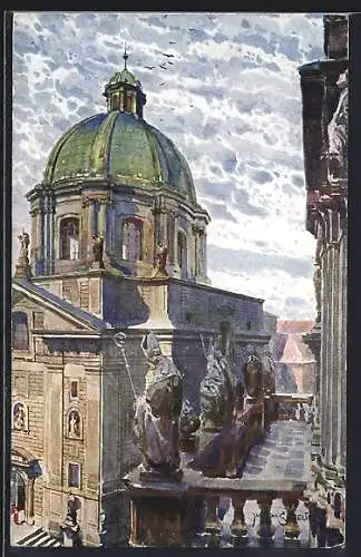 Künstler-AK Jaroslav Setelik: Prag /Praha, Partie am Kreuzherrenkloster